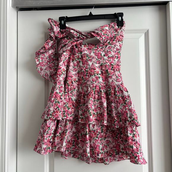 Hello Molly Ruffled Out Dress Mini Sz Small Floral - Picture 2 of 12